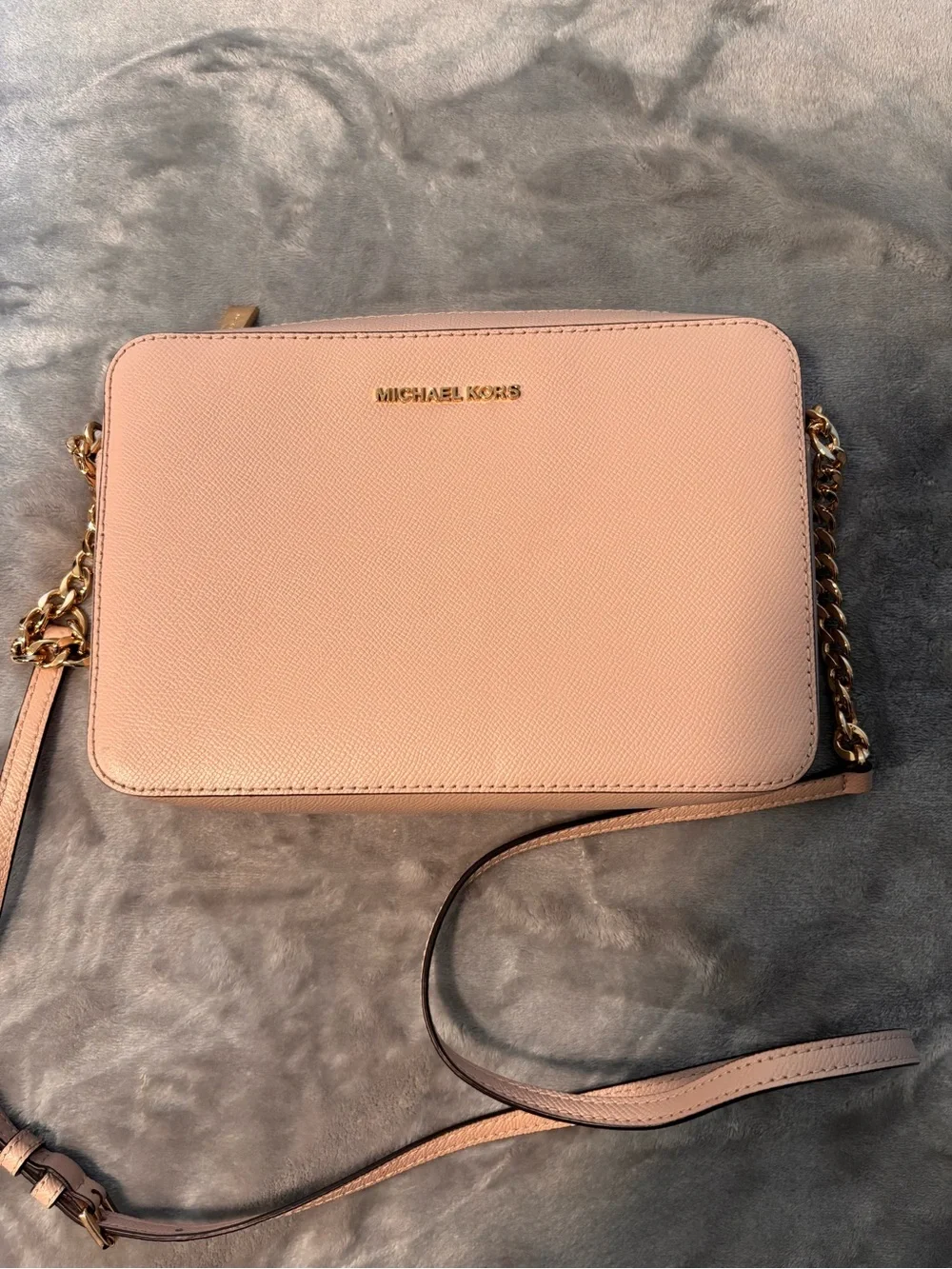 Michael Kors Blush Saffiano Leather Crossbody with Gold Chain